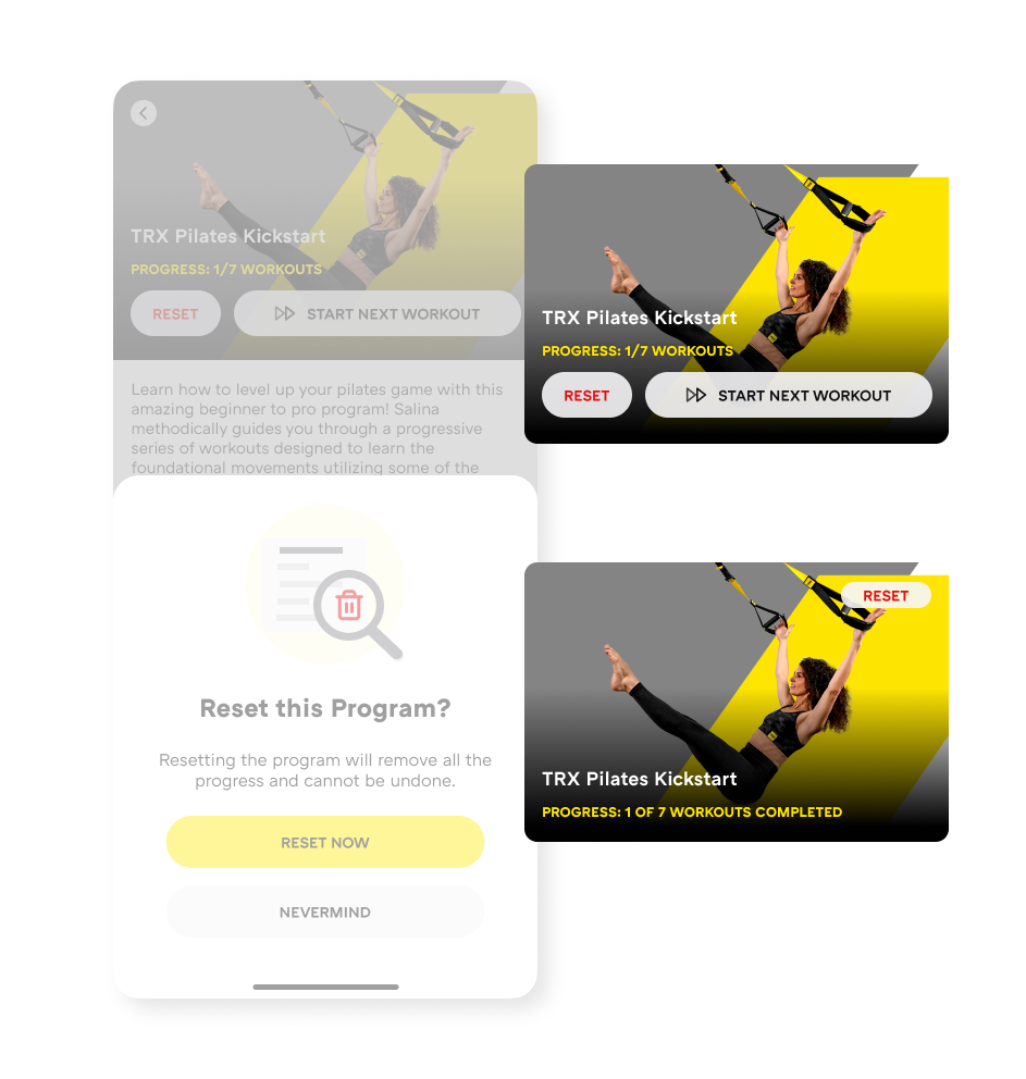 Reset button placement variants